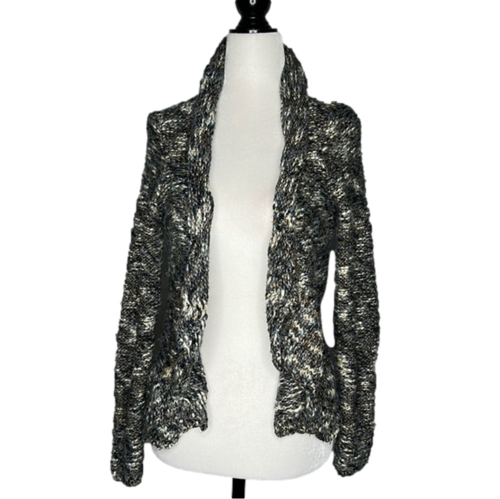 studio by Liz Claiborne blue grey  open cardigan with ruffle size small